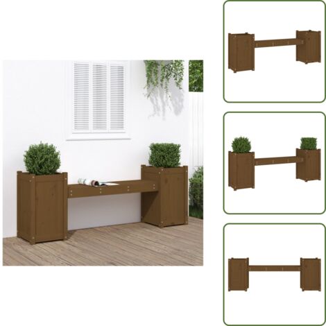Mueble de jardín - vidaXL Banco con jardineras madera maciza pino marrón miel 180x36x63cm - Banco de madera