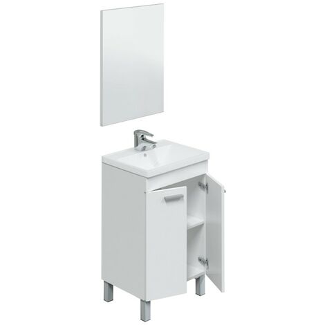 Compra Conjunto Aneko Mueble Baño Blanco Brillo 50cm 2 Puertas + La