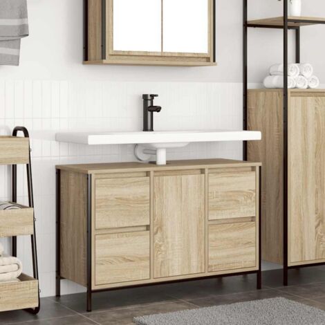 Mueble de lavabo con cajones roble  90x34,5x60 cm