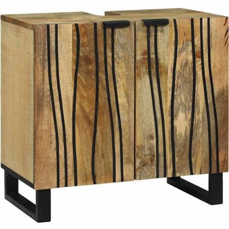 Mueble de lavabo con estante Marrón y Negro 62 x 33 x 58 cm vidaXL