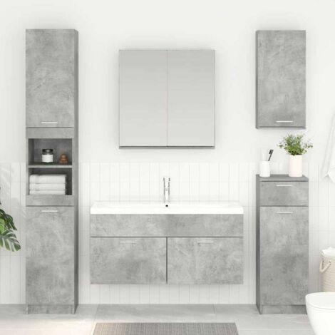 Mueble de lavabo con puerta Gris Concreto Madera de ingeniería