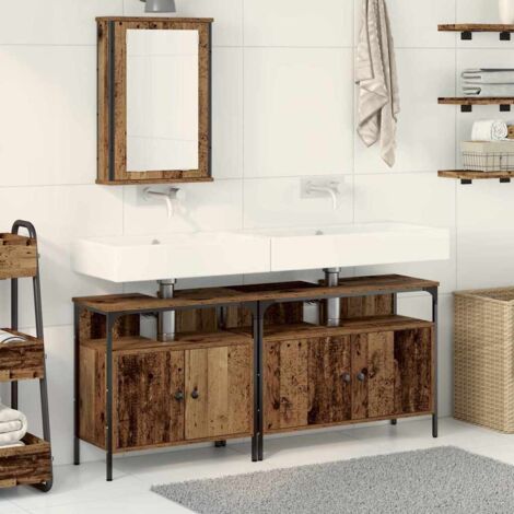 Mueble de lavabo de baño con lavabo incorporado de madera vieja vidaXL