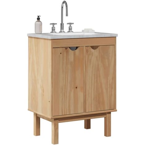 Mueble de lavabo de baño  madera maciza de pino 59x40x80 cm