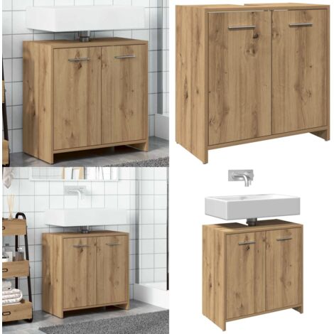 Mueble de lavabo de baño madera roble artisan 60x33x60 cm - Armario de baño - Almacenamiento de baño