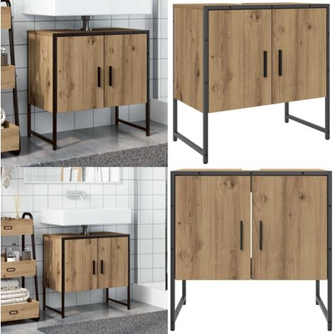 Mueble de lavabo de baño madera roble artisan 60x33x60 cm - Mueble de baño - Mueble de lavabo