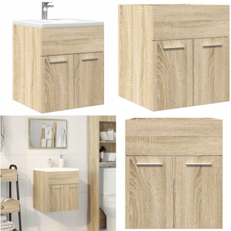Mueble de lavabo de baño madera roble Sonoma 41x38,5x46 cm - Mueble de baño - Lavabo