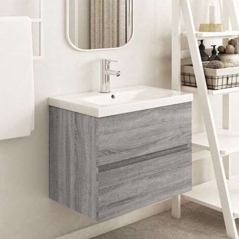 Mueble de lavabo madera contrachapada gris Sonoma 60x38,5x45 cm