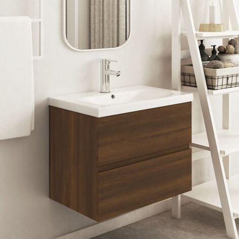Mueble de lavabo madera contrachapada roble marrón 60x38,5x45cm