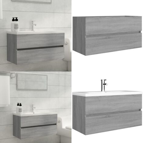 Mueble de lavabo madera de ingeniería gris Sonoma 90x38,5x45cm - Mueble de lavabo - Almacenamiento de baño