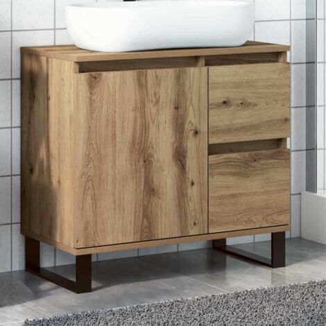 Mueble de lavabo madera de ingeniería roble artisan 65x33x60 cm