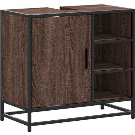 Mueble de lavabo madera de ingeniería roble marrón 65x33x60 cm vidaXL