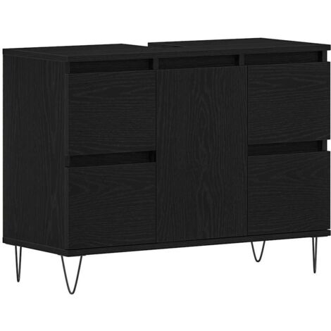 Mueble de lavabo madera de ingeniería roble negro 80x33x60 cm vidaXL