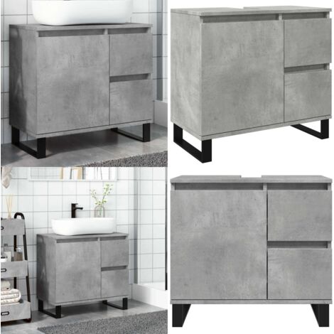 Mueble de lavabo madera ingeniería gris hormigón 65x33x60 cm - Mueble de baño - Lavabo