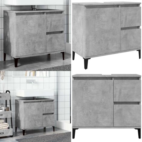 Mueble de lavabo madera ingeniería gris hormigón 65x33x60 cm - Mueble de lavabo - Almacenamiento de baño
