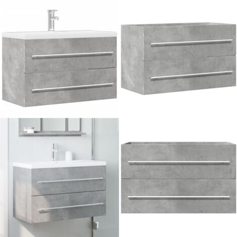 Mueble de lavabo madera ingeniería gris hormigón 80x38,5x48 cm - Mueble de baño - Almacenamiento de baño