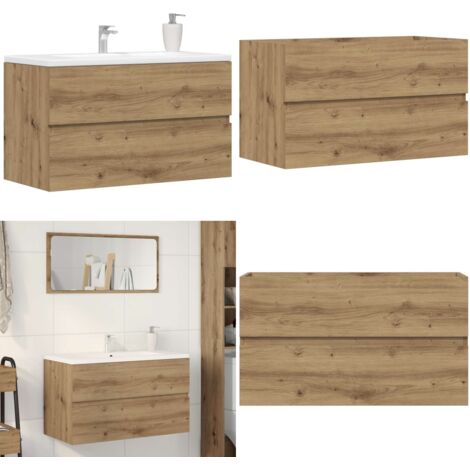 Mueble de lavabo madera ingeniería roble artisian 90x38,5x45 cm - Mueble de baño - Almacenamiento de baño