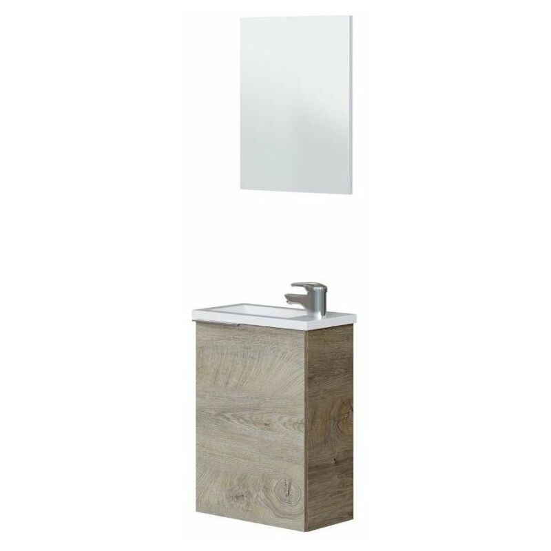 

Mueble de Lavabo Medidas reducidas, Preparado para Colgar, Incluye Espejo y Lavabo