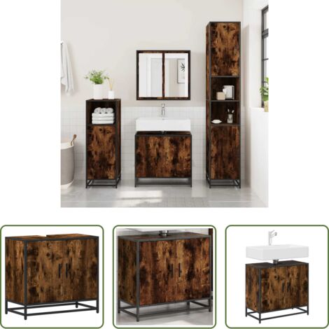 Mueble de lavabo -  Mueble de baño para lavabo roble ahumado 65x33x60 cm