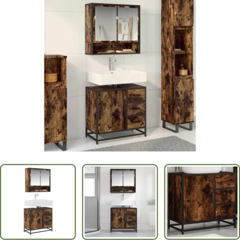 Mueble de lavabo -  Mueble de baño para lavabo roble ahumado 65x33x60 cm