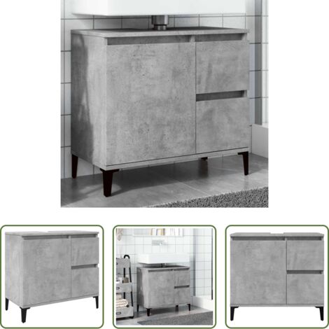 Mueble de lavabo -  Mueble de lavabo madera ingeniería gris hormigón 65x33x60 cm