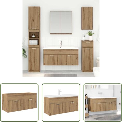 Mueble de lavabo -  Mueble de lavabo Roble artesanal Madera de ingeniería
