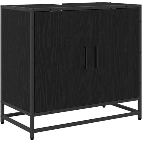 Mueble de lavabo para baño Roble Negro 65 x 33 x 60 cm vidaXL