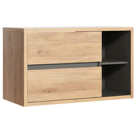 SHOWER DESIGN Mueble de lavabo suspendido color natural - 100 cm - PURNAL - Vente-unique