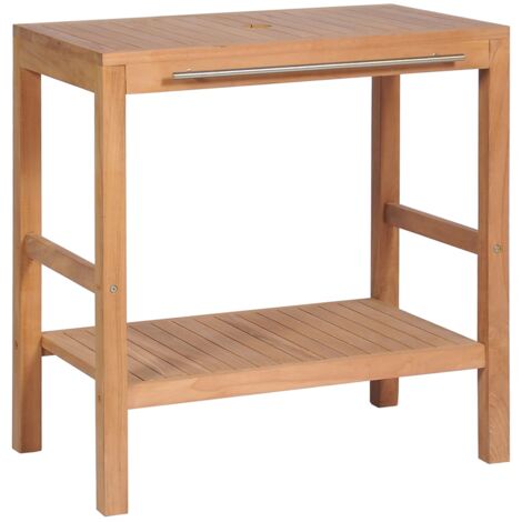 vidaXL Madera de Teca Maciza Mueble de Lavabo de Baño Tocador Armario Aseo