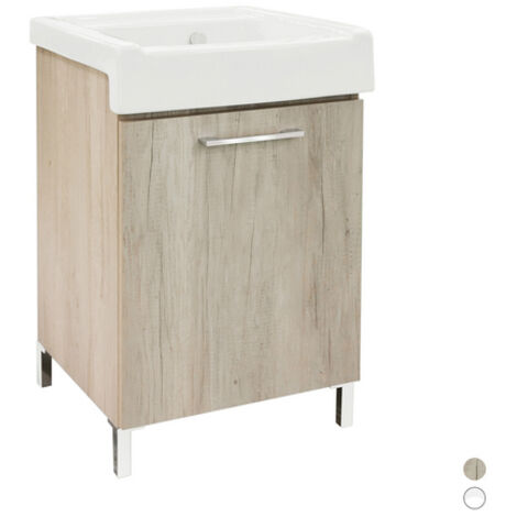 Mueble de lavado con lavabo de cerámica - Blanco clásico 50x50 cm
