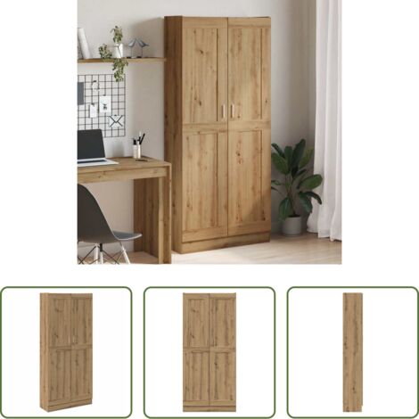 Mueble de madera -  Aparador alto madera ingeniería roble artisan 82,5x30,5x185 cm
