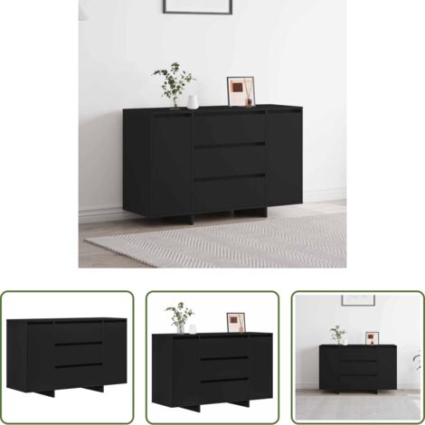 Mueble de madera -  Aparador con cajón Negro 120 x 41 x 75 cm Madera de ingeniería