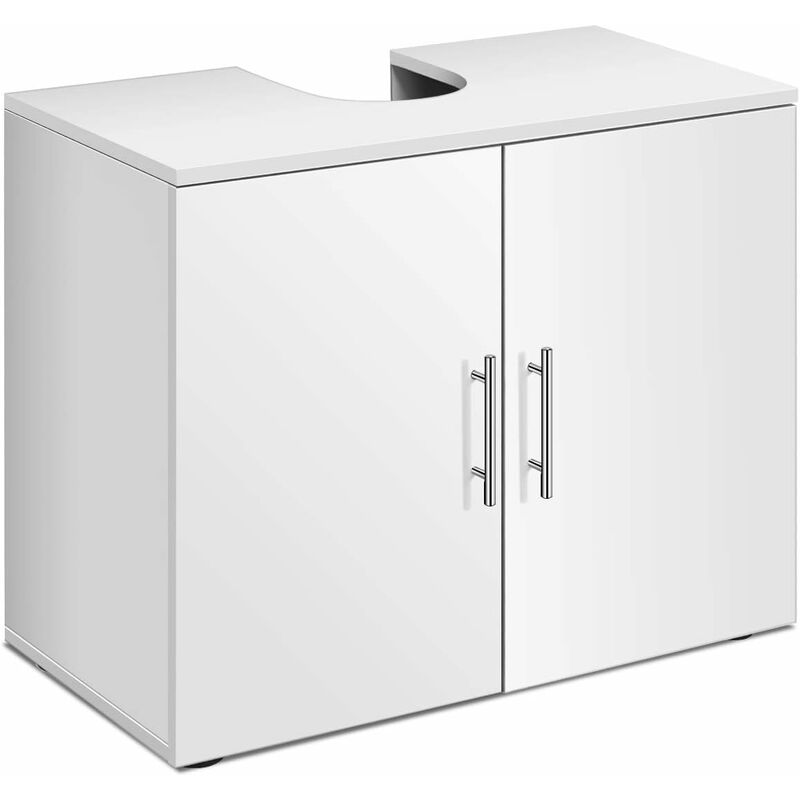 

Mueble de Madera Bajo Lavabo para Baño con Estante y Puertas Armario de Suelo 68,5x35,5x58,5 cm Blanco