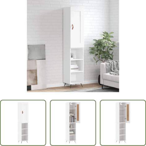 Mueble de madera contrachapada -  Aparador alto madera contrachapada blanco 34,5x34x180 cm