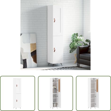 Mueble de madera contrachapada -  Aparador alto madera contrachapada blanco 34,5x34x180 cm