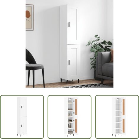 Mueble de madera contrachapada -  Aparador alto madera contrachapada blanco 34,5x34x180 cm