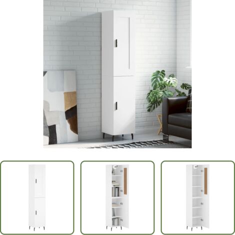Mueble de madera contrachapada -  Aparador alto madera contrachapada blanco 34,5x34x180 cm
