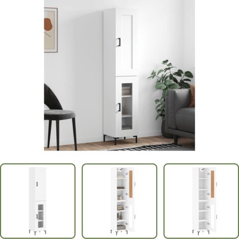 Mueble de madera contrachapada -  Aparador alto madera contrachapada blanco 34,5x34x180 cm