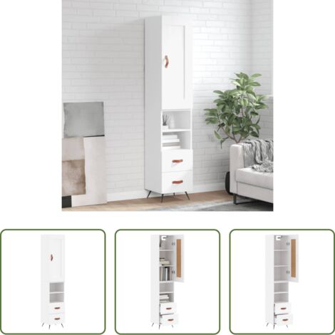 Mueble de madera contrachapada -  Aparador alto madera contrachapada blanco 34,5x34x180 cm