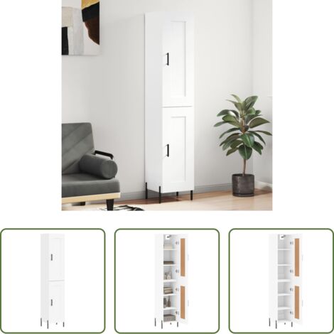Mueble de madera contrachapada -  Aparador alto madera contrachapada blanco 34,5x34x180 cm