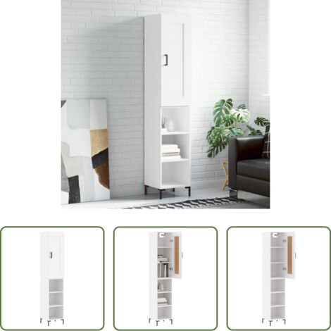 Mueble de madera contrachapada -  Aparador alto madera contrachapada blanco 34,5x34x180 cm