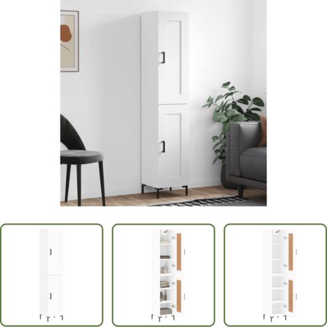 Mueble de madera contrachapada -  Aparador alto madera contrachapada blanco 34,5x34x180 cm