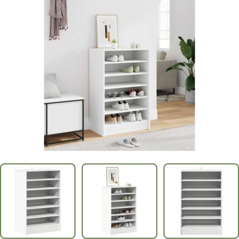 Mueble de madera contrachapada -  Mueble zapatero de madera contrachapada blanco 60x35x92 cm
