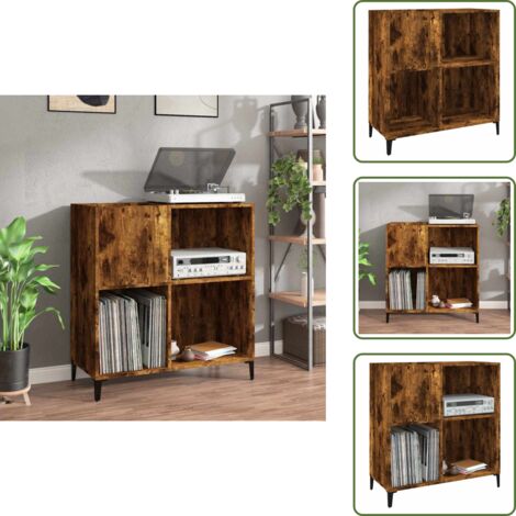 Mueble de madera contrachapada - vidaXL Mueble discos madera contrachapada roble ahumado 84,5x38x89 cm - Mueble industrial