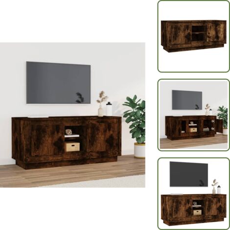 Mueble de madera contrachapada - vidaXL Mueble para TV madera contrachapada roble ahumado 102x35x45 cm - Mueble de roble ahumado