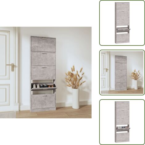 Mueble de madera contrachapada - vidaXL Mueble zapatero madera contrachapada gris hormigón 59x17x169 cm - Armario de madera