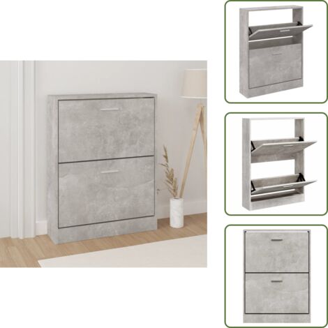 Mueble de madera contrachapada - vidaXL Mueble zapatero madera contrachapada gris hormigón 59x17x81 cm - Armario de madera