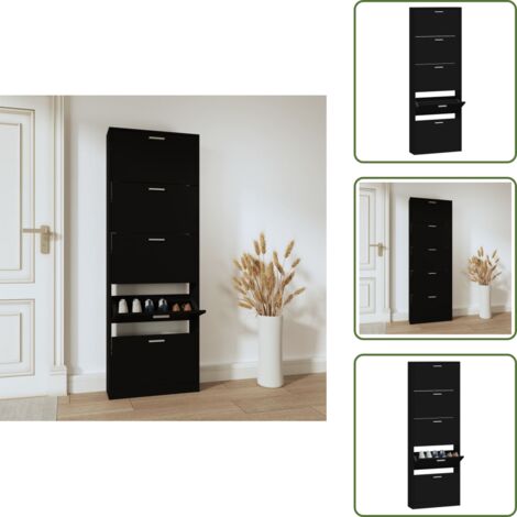 Mueble de madera contrachapada - vidaXL Mueble zapatero madera contrachapada negro 59x17x169 cm - Armario de madera