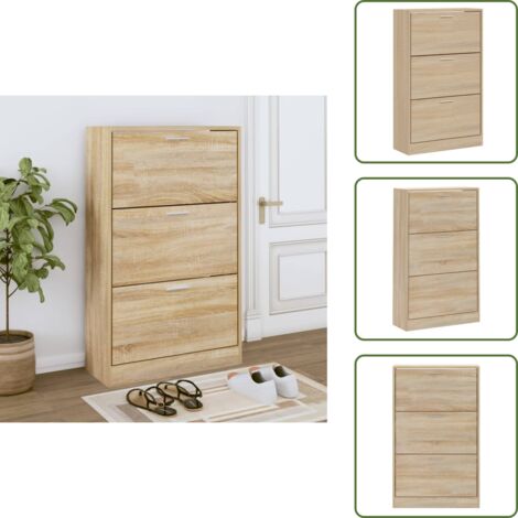 Mueble de madera contrachapada - vidaXL Mueble zapatero madera contrachapada roble Sonoma 63x24x103 cm - Mueble de roble Sonoma