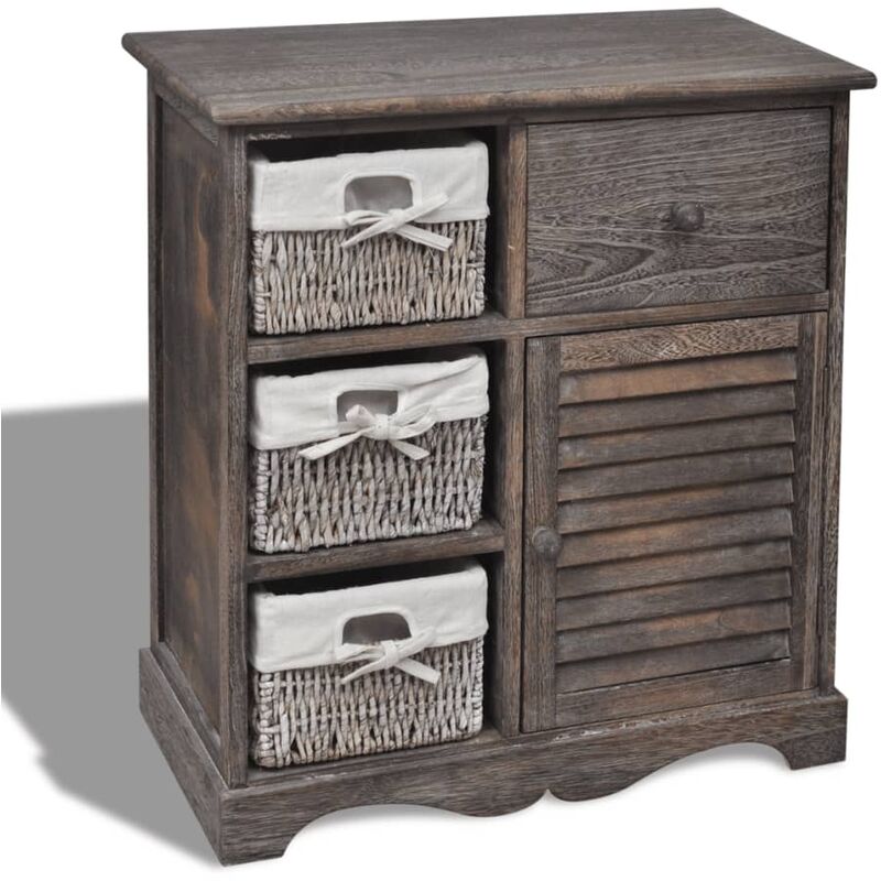 

Youthup - Mueble de madera de almacenaje con 3 cestas marrón - Marrón