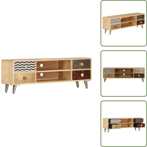 Mueble de madera maciza - vidaXL Mueble de TV de madera maciza de mango 120x30x40 cm - Soporte de tv industrial